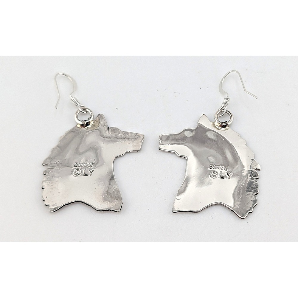 Navajo Horse Earrings 925 Sterling Silver Handmade Signed by Louise Yazzie *** - Picture 12 of 12